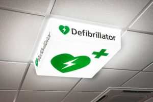 Defibrillator Sign - LED light on