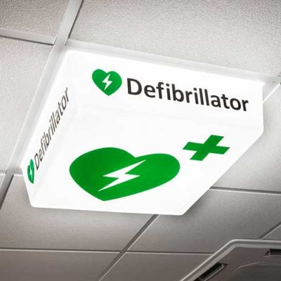 Defibrillator Sign - LED light on