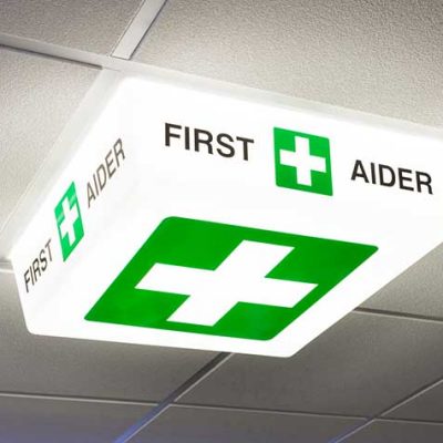 First Aider Sign - LED light on