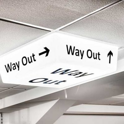 Way Out Sign - LED light on